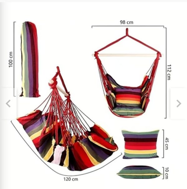 SILLA HAMACA CON SOPORTE DE MADERA PARA CAMPING, JARDIN,  COVERTOR. - Imagen 2