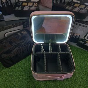 MALETA ORGANIZADOR DE MAQUILLAJE COSMETIQUERO CON ESPEJO Y LUZ LED ALREDEDOR DE SU  ESPEJO