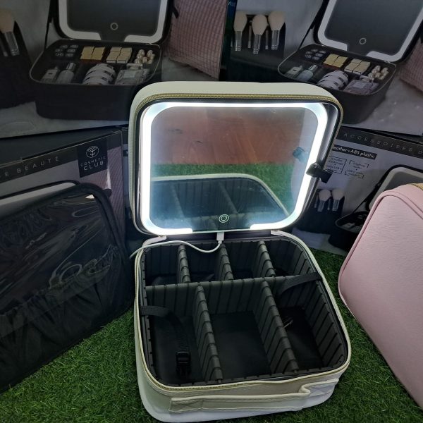 MALETA ORGANIZADOR DE MAQUILLAJE COSMETIQUERO CON ESPEJO Y LUZ LED ALREDEDOR DE SU  ESPEJO - Imagen 2