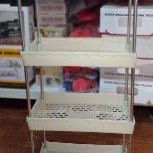 CARRITO 4 NIVELES BANDEJA DE PLASTICO CON TUBOS DE FIERRO  Y 4  RUEDAS PLASTICAS