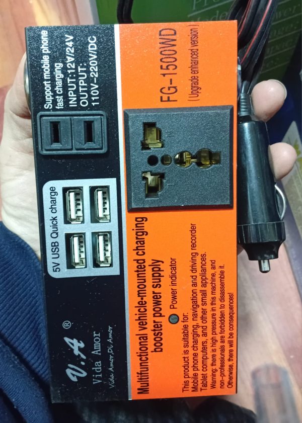 INVERSOR VOLTAJE ADAPTADOR AUTO CORRIENTE 12V TO 110V, 24V TO 220V
