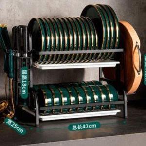 ESCURRIDOR DE LOZA 2 NIVELES MULTIFUNCIONAL BOWL RACK COLOR NEGRO