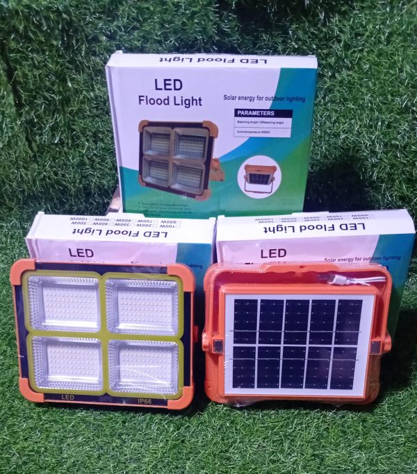 FOCO SOLAR DE 200WATS IP RECARGABLE CON PANEL SOLAR Y CABLE USB ELECTRICO