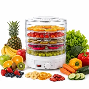 Deshidratador De Alimentos 5 Bandejas 350w Secador Frutas Verduras Carne Temperatura Ajustable Silencioso